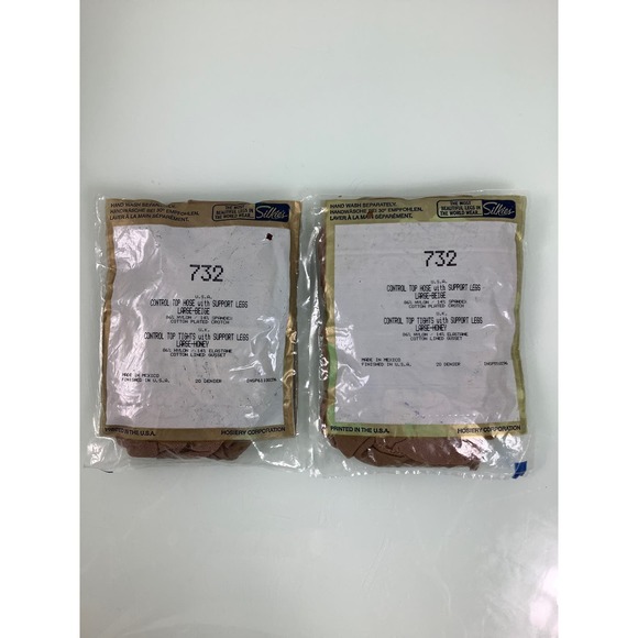 Vintage Silkies Control,Top Hoses with support legs Beige Size large NEW - Picture 2 of 2